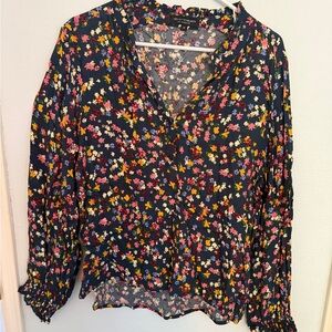 Floral Blouse - Navy and Multicolor